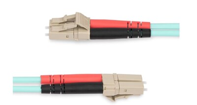 StarTech 25m (82ft) LC to LC (UPC) Duplex OM4 Multimode Fiber Optic Patch Cable, 50/125, Aqua (450FBLCLC25)