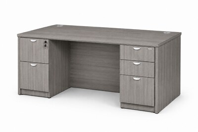 Boss Office Products 66 Desk with Box/Box/File Pedestal and File/File Pedestal, Driftwood (GROUPA22-DW)