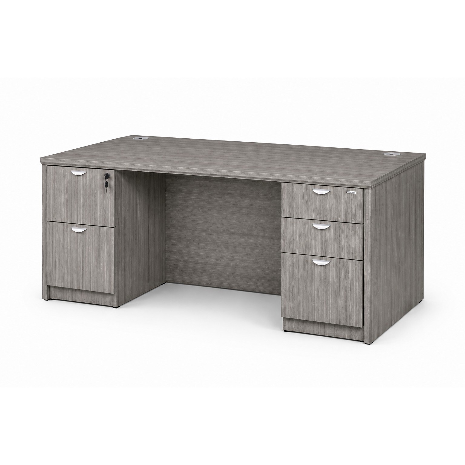 Boss Office Products 66 Desk with Box/Box/File Pedestal and File/File Pedestal, Driftwood (GROUPA22-DW)