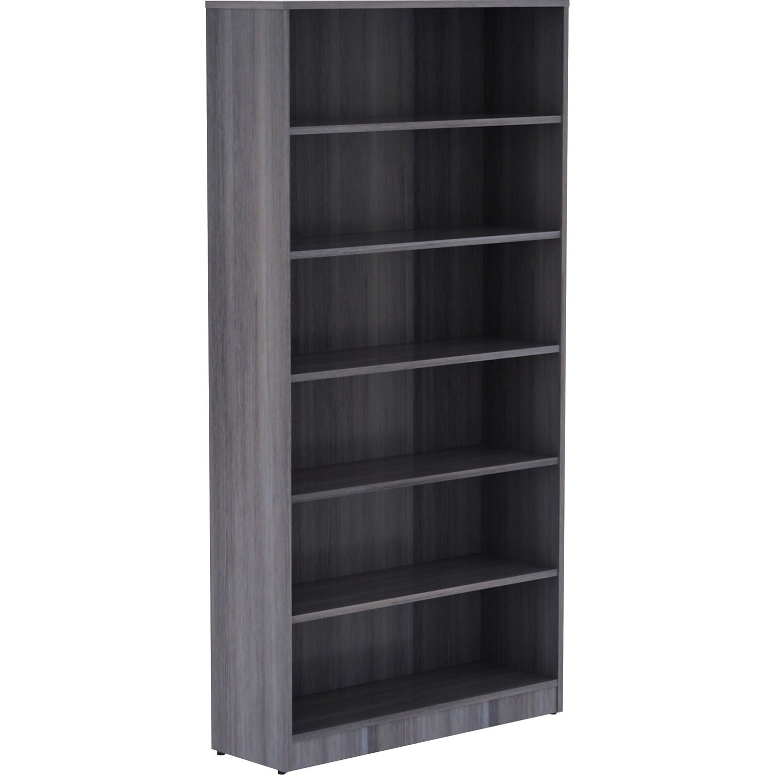 Lorell 72 6-Shelf Bookcase with Adjustable-Shelves, Weathered Charcoal Laminate (LLR69565)