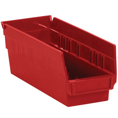 Quill Brand 11 5/8 x 4 1/8 x 4 Plastic Shelf Bin, Red, 36/Case (BINPS102R)