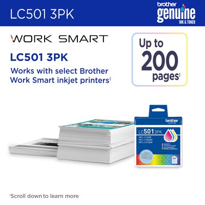 Brother LC501 Cyan/Magenta/Yellow Standard Yield Ink Cartridge (LC501 3PKS)