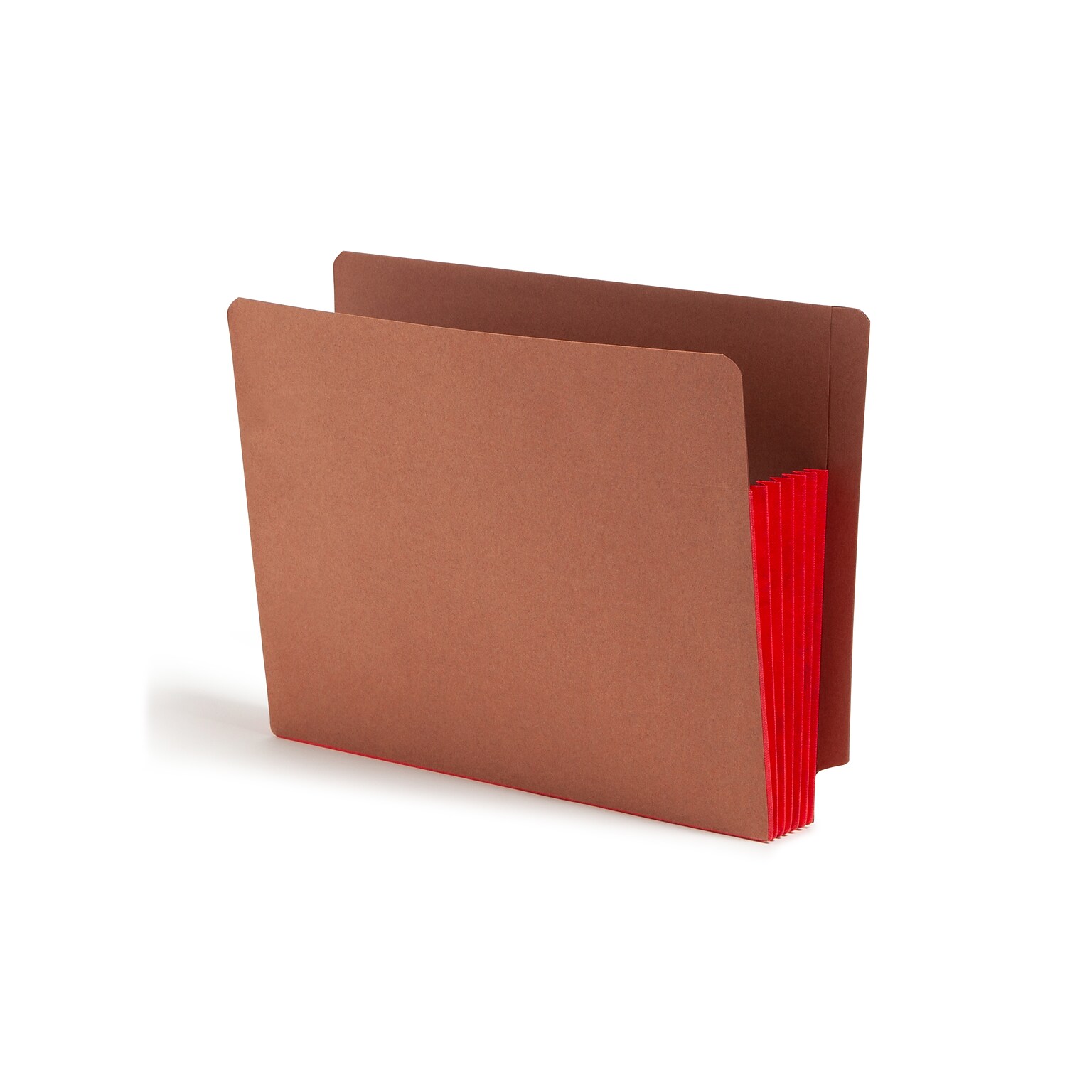 Smead Extra Wide Recycled Reinforced File Pocket, 5 Expansion, Red/Redrope, 10/Box (73696)