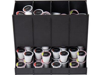 Mind Reader Plastic 4-Compartment Single Serve Coffee Pod Dispenser, 120 Pod Capacity, Black (CPODBK-BLK)
