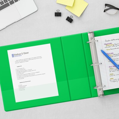 Staples® Standard 3" 3 Ring View Binder with D-Rings, Green (26354-CC)