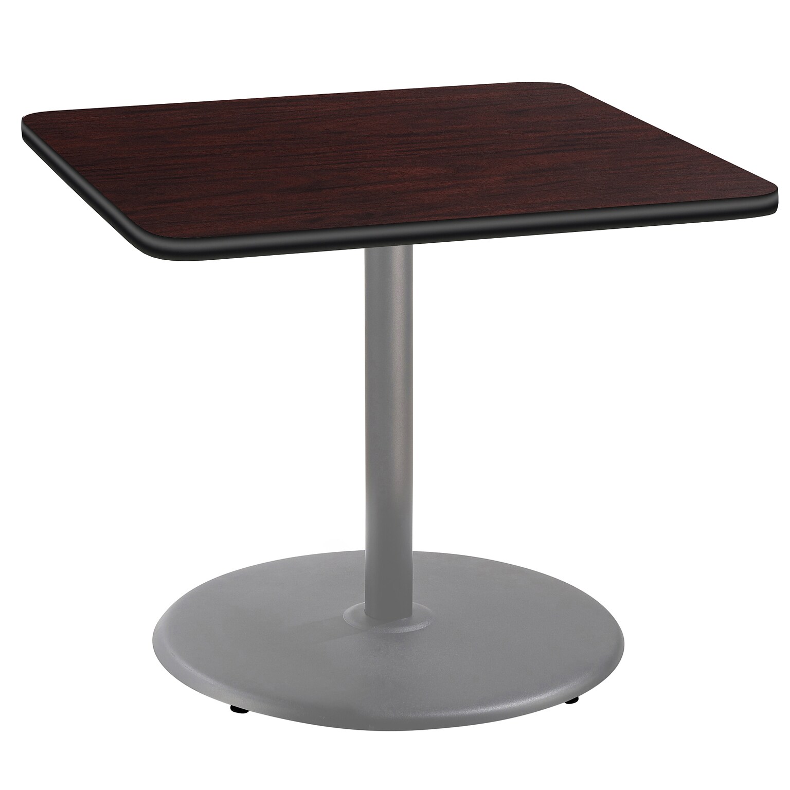 NPS CT Series Square Top Round Base Café Table, 36 x 36, Grey Frame/Mahogany (CTG33636RDPTMMY)