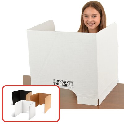 Classroom Products Foldable Cardboard Freestanding Privacy Shield, 20"H x 20"W, White, 20/Box (2020 WH)