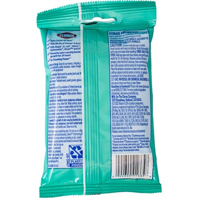 Clorox To Go Fresh Scent Disinfecting Wipes, 9 Wipes/Pack, 8 Packs/Bag, 12 Bags/Carton
