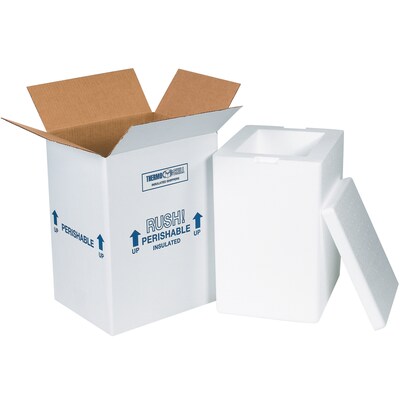 8 x 6 x 12 Insulated Shipping Containers, White (212C)