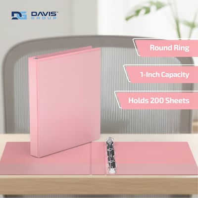 Davis Group, 1, 8.5 x 11, Round Ring View Binder, Pastel Color, Blush, 6/Pack (7411-11-06)