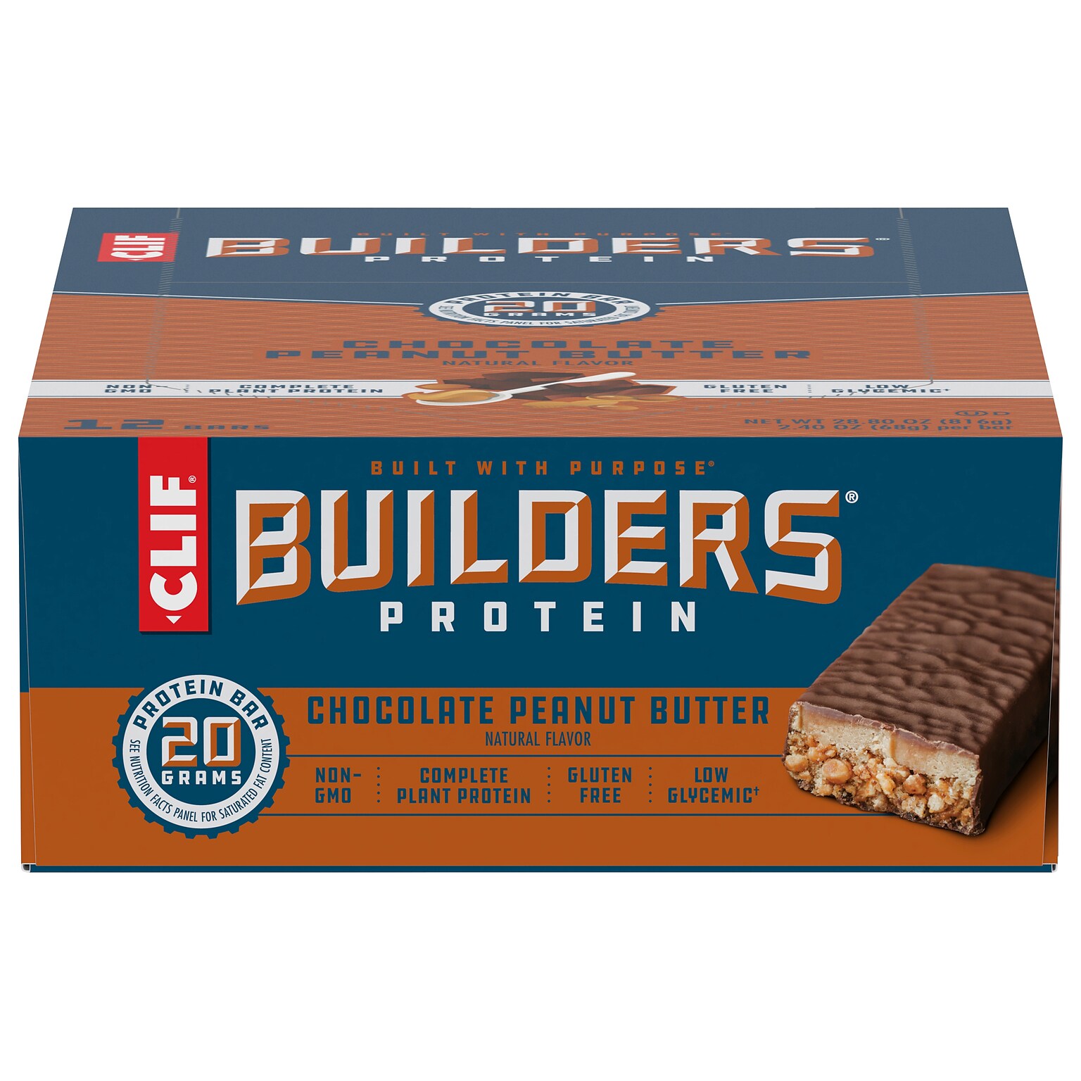 Clif Builders Chocolate Peanut Butter Protein Bar, 2.4 oz., 12 Bars/Box (CCC160041)