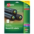 Avery Laser/Inkjet Identification Labels, 1 5/8 Dia., Glossy Clear, 20/Sheet, 25 Sheets/Pack (6582)