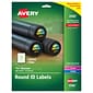 Avery Laser/Inkjet Identification Labels, 1 5/8" Dia., Glossy Clear, 20/Sheet, 25 Sheets/Pack (6582)