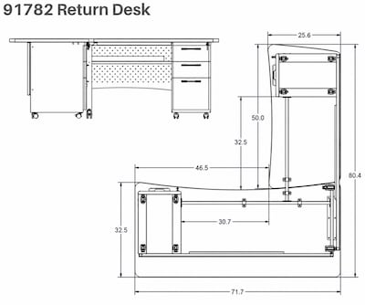 MooreCo Avid Modular Return Double Pedestal Instructor Desk, Buka Bark (91782-7982-7982)