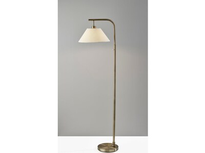 Simplee Adesso Hayes 58" Antique Brass Floor Lamp with Tapered White Shade (SL1181-21)