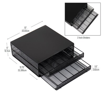 Mind Reader Plastic Coffee Pod Organizer with 2 Drawers, 72 Pod Capacity, Black (DBMTRAY-BLK)