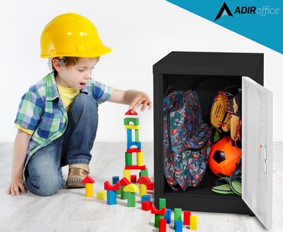 AdirOffice 24"H Single Tier Black/White Storage Locker (ADI629-02-B-W-DL)