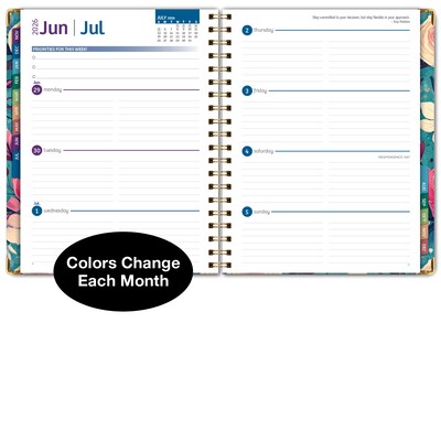 2026 Global Printed Products 8.5" x 11" Weekly & Monthly Planner, Paperboard Cover, Teal Floral (FSHN-CY26-8511-17)