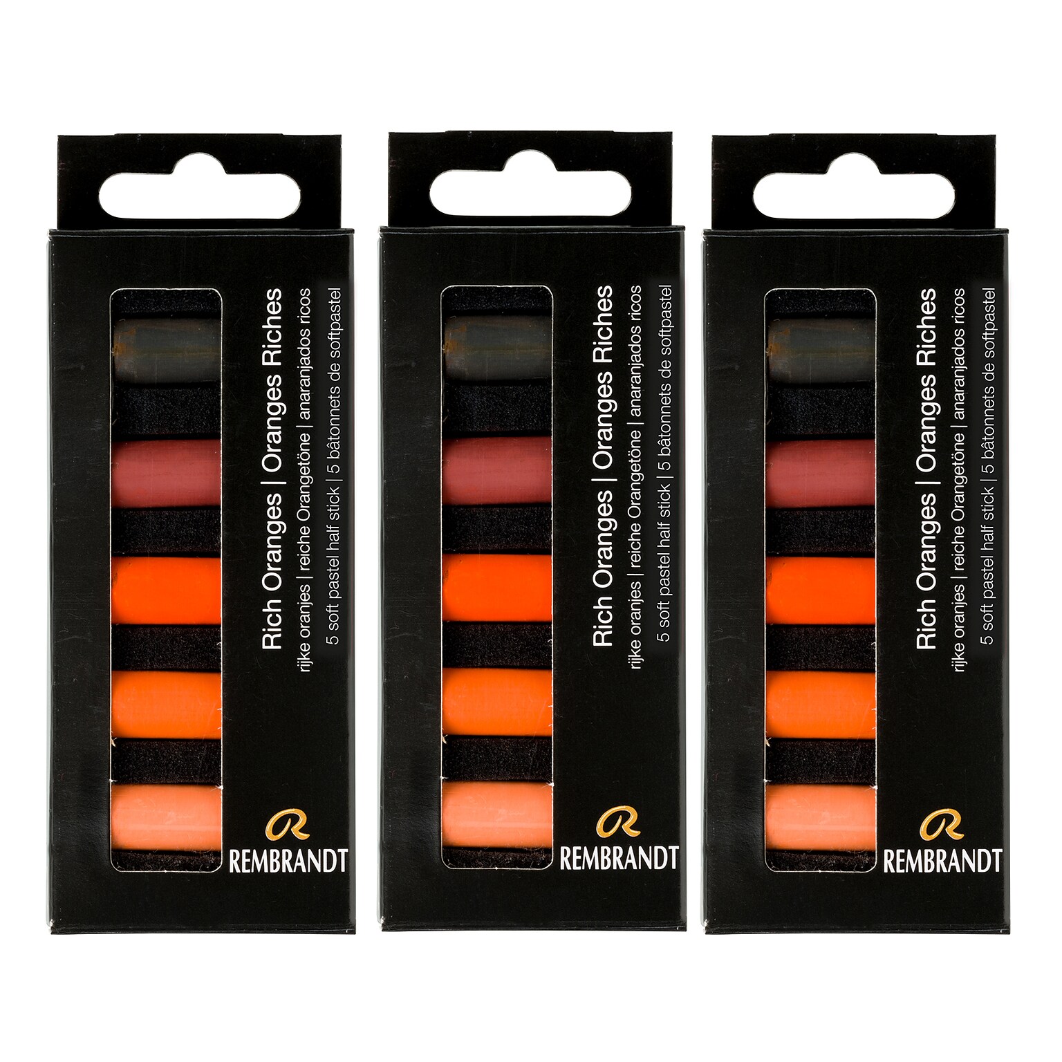 Rembrandt Soft Pastels Micro Sets, Rich Oranges, 5/Set, 3 Sets/Bundle (RBX31820518-3)