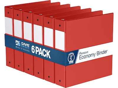 Davis Group Premium Economy 2 3-Ring Non-View Binders, Red, 6/Pack (2313-03-06)