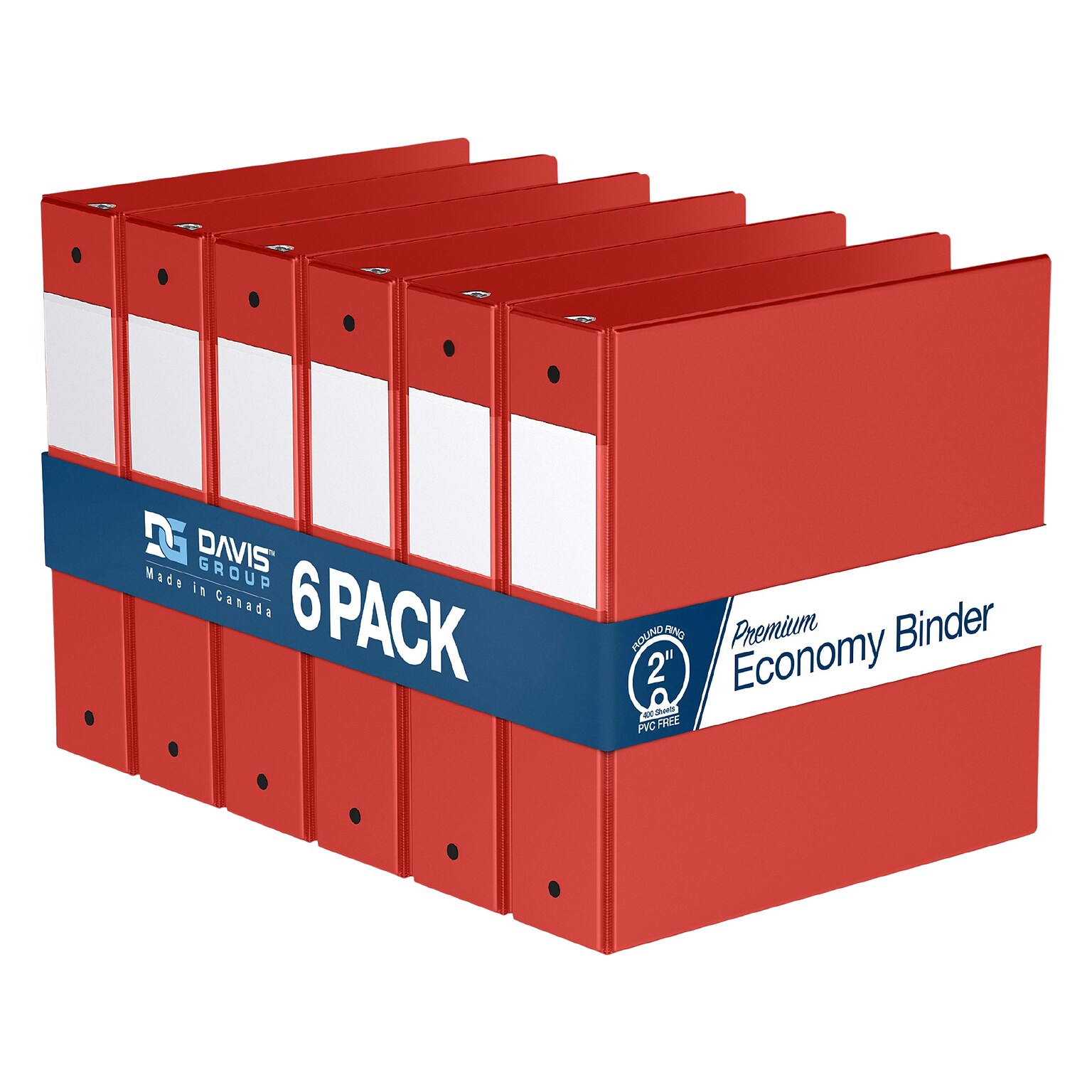 Davis Group Premium Economy 2 3-Ring Non-View Binders, Red, 6/Pack (2313-03-06)