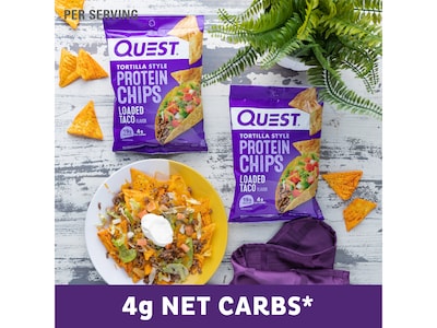Quest Gluten Free Loaded Taco Tortilla Style Protein Chips, 1.1 oz., 8 Bags/Box (NTCT8M1)