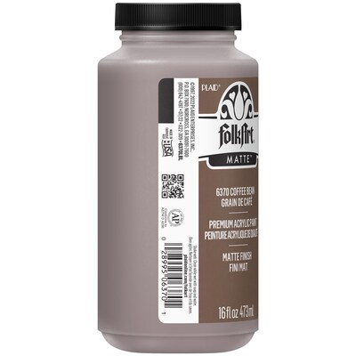FolkArt Acrylic Paint Matte, 16oz., Coffee Bean, 2/Pack (FLK6370-2)