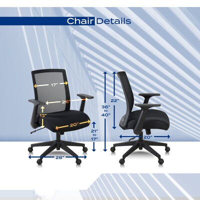 Regency Squire Ergonomic Task Mesh Office Swivel Chair w/ Flip Up Arms, Black (5401BK)