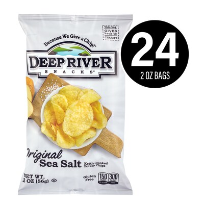 Deep River Snacks Original Sea Salt Kettle Cooked Potato Chips, 2 oz., 24/Box (220-02561)