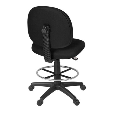 Regency Comfort Series Armless Fabric Drafting Chair with Footrest and Lumbar Support, Black (105-DK-BK)