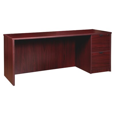 Lorell Prominence 2.0 Right-Pedestal Credenza, 24D x 66W x 29H, Mahogany (LLRPC2466RMY)