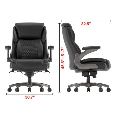 Staples Randolph Ergonomic Bonded Leather Executive Big & Tall Chair, 400 lb. Capacity, Black (ST62818)