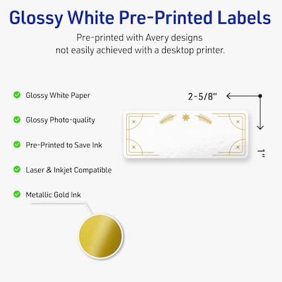 Avery Rectangle Multipurpose Labels, 1 x 2-5/8, White, 160/Pack (19479370642)