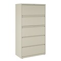 Quill Brand® Commercial HL8000 5 File Drawers Lateral File Cabinet, Locking, Putty/Beige, Letter/Legal, 36W (21744D)