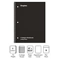 Staples 1-Subject Notebook, 8 x 10.5, College Ruled, 70 Sheets, Black, 6/Pack (TR58374)