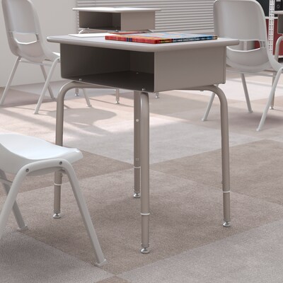 Flash Furniture Billie 24W Student Desk with Open Front Metal Book Box, Gray Granite/Silver (FDDESK