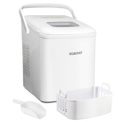 Igloo 26-Pound Automatic Self-Cleaning Portable Countertop Ice Maker Machine With Handle, White (IGLICEB26HNWH)