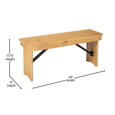 Flash Furniture HERCULES Solid Pine 2-Seat Folding Farm Bench, Light Natural (XAB40X12LN)