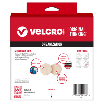 Velcro Sticky Back Adhesive Back Hook and Loop Dots Fastener, 0.75, Beige, 200/Roll (90140)