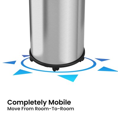 iTouchless 13 Gallon Round Open Top Kitchen Trash Can with Wheels, Silver