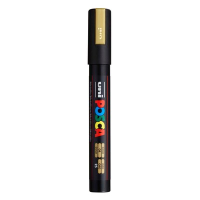 POSCA PC-5M Water Based Paint Marker, Medium Bullet Tip, Gold, 3/Pack (UBCPC5MGOLD-3)