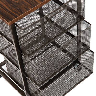 Mind Reader Network Collection 3 Removable Drawers Utility Cart, Black (3TMESHC-BLK)