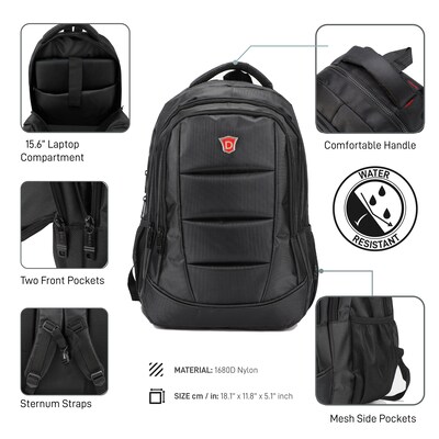 DUKAP VOUNDER Laptop Compatible Backpack, Large, Black (BDK-VOU-BLK)
