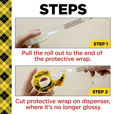 Scotch Permanent Double Sided Tape Refill, 1/2" x 25 yds., 1" Core, Clear (665)