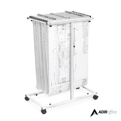 AdirOffice Blueprint Steel Vertical Plan Center Large File Storage Cart, White (614-WHI-KIT1)