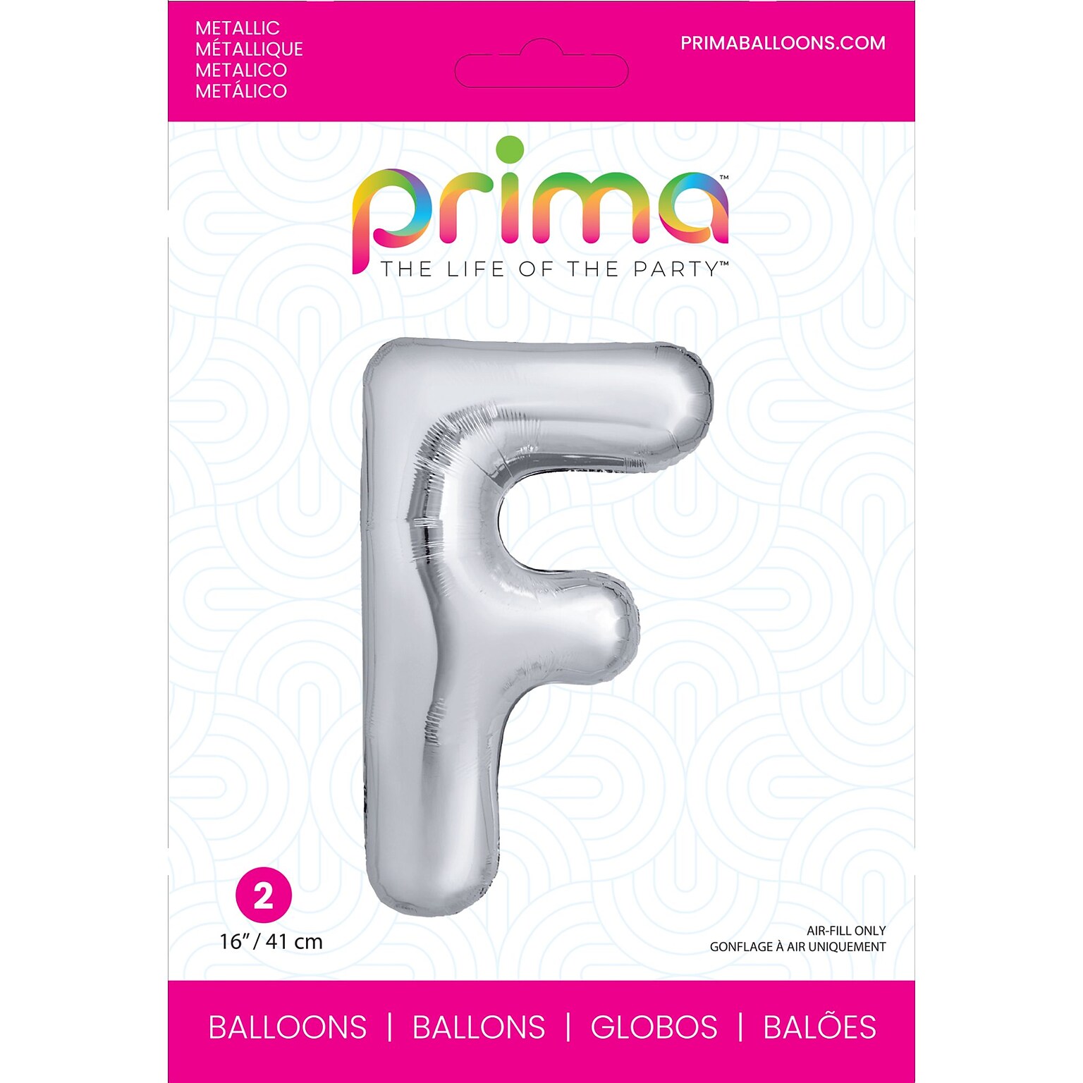 Party City (Air-Filled) 16 F Foil Balloon, Silver, 2/Pack (AM60050270-18)