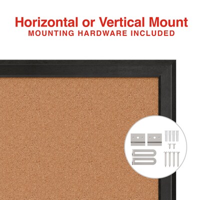 Staples Cork Bulletin Board, Black Frame, 23" x 17" (ST62835)
