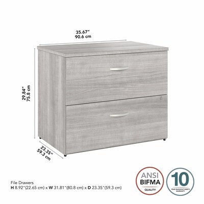 Bush Business Furniture Studio A 2-Drawer Lateral File Cabinet, Locking, Letter/Legal, Platinum Gray, 36" (SDF136PGSU-Z)