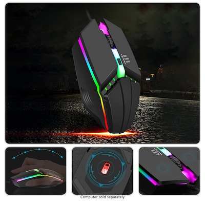 SaharaCase Wired Gaming Keyboard & Mouse Combo, White/Blue (KB34)