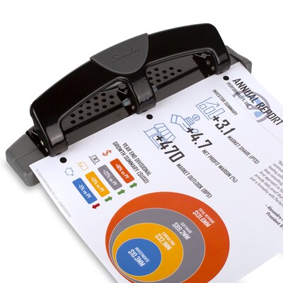 Swingline® SmartTouch™ Low Force 3-Hole Punch, 12 Sheet Capacity, Black/Gray (A7074134)
